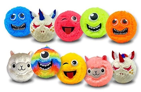 23cm Fuzzy Emoj Haariger Aufblaserball mit Fuzzy Monster Design Altersbereich 14 Jahre und älter