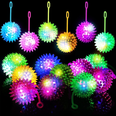 EN71 Zertifizierter Sensorikbauer Leuchtlicht LED Spiky Squeaking Bouncy Ball 6,5 cm/7,5 cm