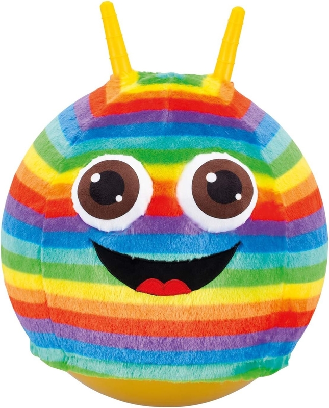 Outdoor-Spaß Essential Unisex-Sprungball mit flauschigem Pluss-Deckel und Regenbogen-Design